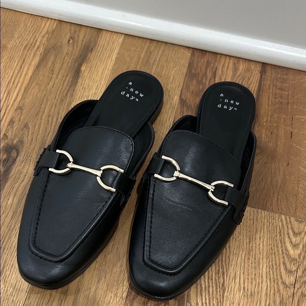 a new day Black Loafers with Gold Accent